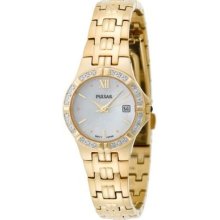 Ladies Gold-Tone Diamond with Mother-of-Pearl Dial