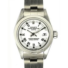 Ladies Rolex Date Watch 69160 White Roman Dial