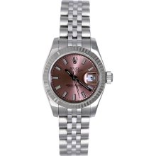 Ladies Rolex Watch Datejust Stainless Steel Salmon Dial 179174