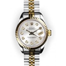 Ladies Two Tone Silver Dial Fluted Bezel Rolex Datejust (501)
