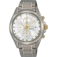 Latest Seiko Titanium Silver N Gold Chronograph Watch Sndc95p1