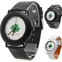 Leaf Women's Four Clover Style PU Analog Quartz Wrist Watch (Assorted Colors)