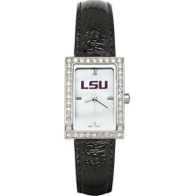 Louisiana State (LSU) Tigers Women's Allure Watch with Black Leather Strap