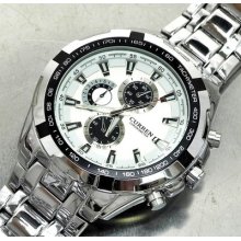 Luxury Hour Dial Date Clock Sport Fashion Men Stainless Steel Quartz Wrist Watch