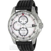 Luxury Mens Miglia Silver Dial Sapphire Black Rubber Chrono Chronogr