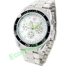 MasterSpeed Round Faced Metallic Band Men's Quartz Watch