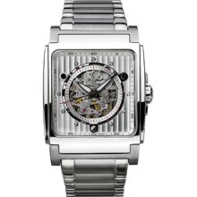 Men Bulova 96A107 Stainless Steel Automatic Silver Tone Skeleton