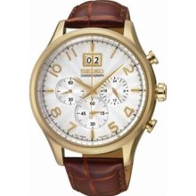 Men Seiko SPC088 Chronograph Gold Tone Stainless Steel Case Leat ...