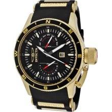 Men's Aviator Black Dial 18K Gold Plated SS Case Black Polyurethane