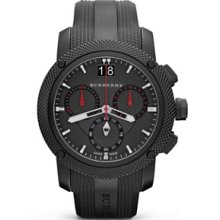 Men's Black Rubber Chronograph Watch with Black Dial