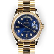 Men's Blue Dial Beadset Bezel Rolex Day Date President (1052)