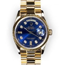 Men's Blue Dial Fluted Bezel Rolex Day Date President (1029)