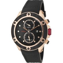 Men's Carbon Brake Dual Time Rose IP Case Black Silicone