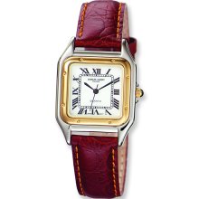 Mens Charles Hubert Leather Band White Dial Retro 29 mm Watch