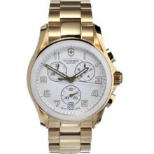 Men's Chronograph Gold Tone Stainless Steel Case and Bracelet White Di