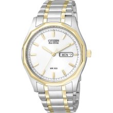 Mens Citizen Eco Drive WR100 Watch in Two Tone Stainless Steel (B ...