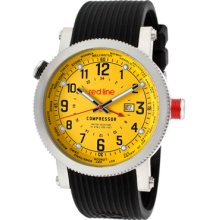 Men's Compressor World Time Yellow Dial Black Textured Silicone ...