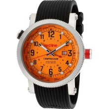 Men's Compressor World Time Orange Dial Black Textured Silicone ...