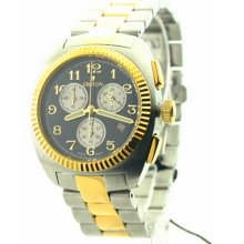 Mens Croton Steel Two Tone Chrono 3 Eye Date Watch CC311293TTBK