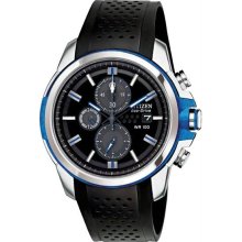 Men's Drive Chronograph Stainless Steel Case Rubber Bracelet Black Dia