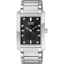 Men's Eco-Drive Strainless Steel Palidoro Diamond Accented Black