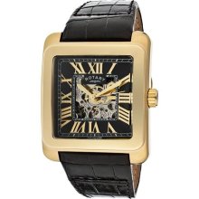 Men's Editions Automatic Partially See Thru Dial Gold Tone IP Cas ...