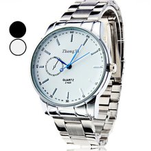 Men's Elegant Steel Analog Quartz Wrist Watch (Assorted Colors)
