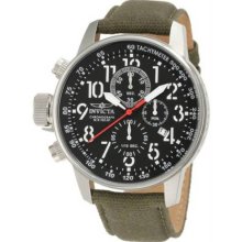 Men's Force Chronograph Stainless Steel Case Black Dial Leather and Ny