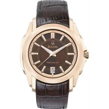 Men's Gold Tone Stainless Steel Precisionist Longwood Quartz Brown Dia