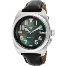 Men's Heritage Black MOP Dial Black Genuine Leather ...