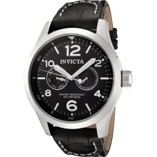 Men's Invicta II Black Dial Black Calf Leather by PalmBeach Jewelry