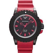 Men's Red Aluminum & Rubber Watch