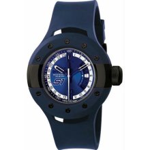 Men's Stainless Steel Case Quartz S1 Rally Blue Tone Dial Rubber Strap Date Disp