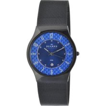 Men's Stainless Steel Case and Mesh Bracelet Quartz Blue Dial Date Dis