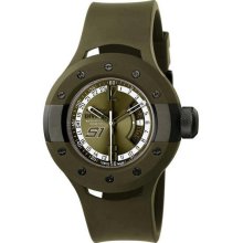 Men's Stainless Steel Case Quartz S1 Rally Olive Green Tone Dial Rubber Strap Da