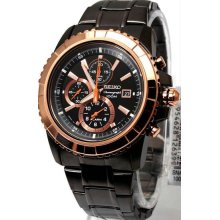 Men's Stainless Steel Case and Bracelet Alarm Chronograph Black Dial R