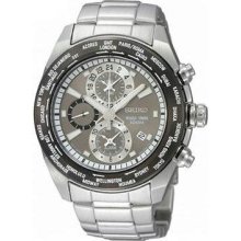 Men's Stainless Steel Criteria Alarm World Time Gray Dial