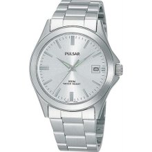 Men's Stainless Steel Dress Watch Silver Dial