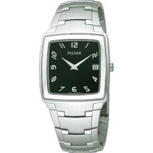 Men's Stainless Steel Dress Watch Black Dial