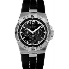 Men's Stainless Steel Malibu Black Dial Day Date Strap