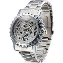 Men's Steel Analog Mechanical Watch Casual (Silver)