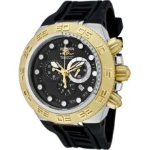 Men's Subaqua Chronograph Black Dial 18K Gold Plated SS Bezel Black