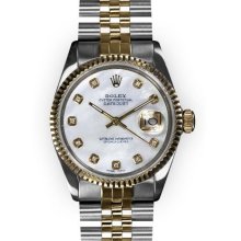 Men's Two Tone Mother of Pearl Dial Fluted Bezel Rolex Datejust (239)