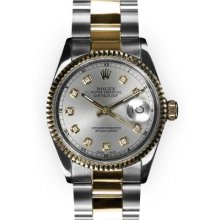 Men's Two Tone Oyster Slate Dial Fluted Bezel Rolex Datejust (215)