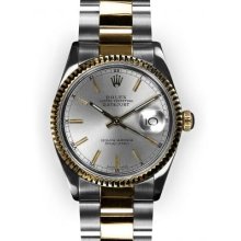 Men's Two Tone Oyster Slate Stick Dial Fluted Bezel Rolex Datejust