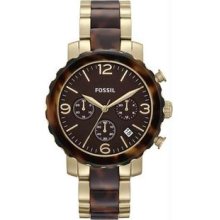 Men's Two Tone Stainless Steel Case and Bracelet Brown Dial