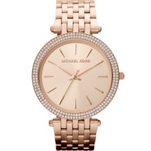 Michael Kors Mid-Size Rose Golden Stainless Steel Darci Three-Hand