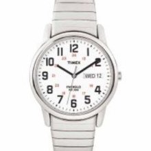 Mns Easy Reader Slvrtn Bracele White dial,, Arabic numerals Day/Date