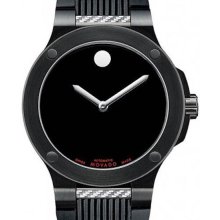 Movado Men's Black Stainles Steel Case Black Dial Automatic Black Rubber Strap 0606492