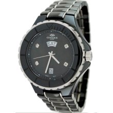 Oniss ON8015-MDD Black Men's Black Ceramic Swiss Quartz Watch